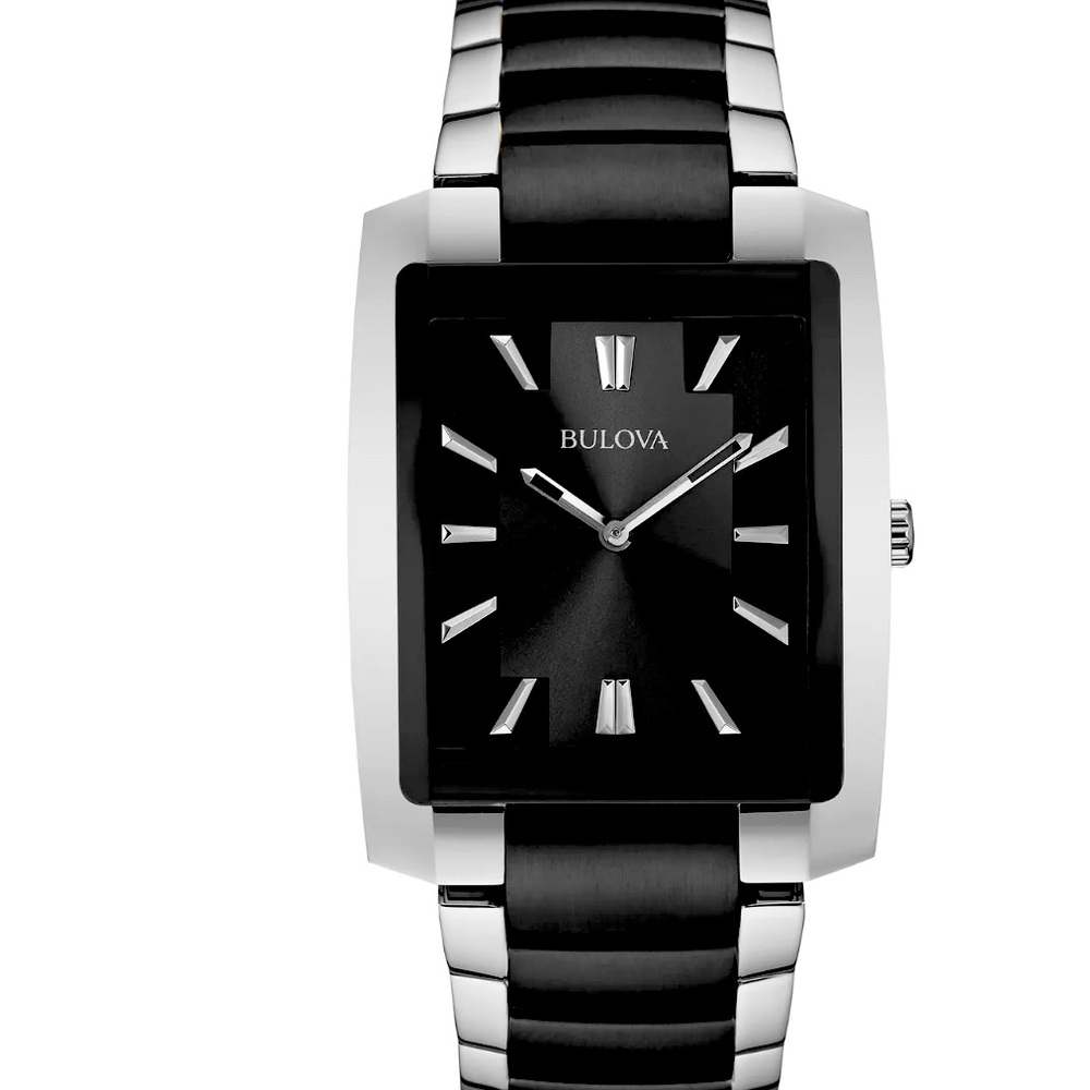 Bulova Mens Watch Black silver